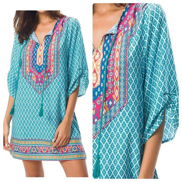 Urban Coco Ladies Vibrant Night Out Vacation Flowy Tunic Ladies Dress SZ Small - Picture 1 of 9